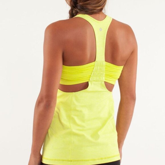 Lululemon | Athletic Racerback "Turbo Tank" in Split Pea Yellow Green | Size 12 - Picture 1 of 15